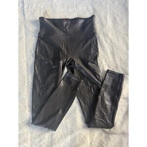 Spanx Women's Faux Leather Leggings - Size Small - Black Compression